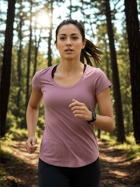 Athleta Mauve Scoop-Neck Short Sleeve Tee